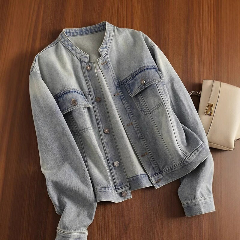 現貨+預購 美式牛仔外套丹寧夾克經典牛仔襯衫-美式復古寬鬆短款女外套74km66【獨家進口】【米蘭精品】 1