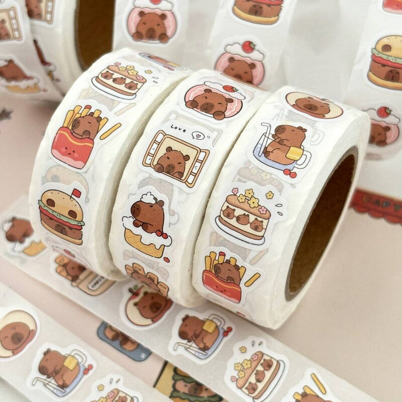 O 46750 Cartoon capybara sealing stickers 卡通水豚封口貼速賣