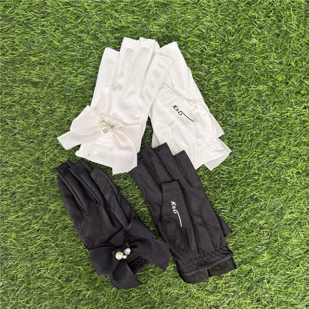 高爾夫手套女露指觸屏蝴蝶結透氣網眼golf球手套女士耐磨透氣韓版 py6268
