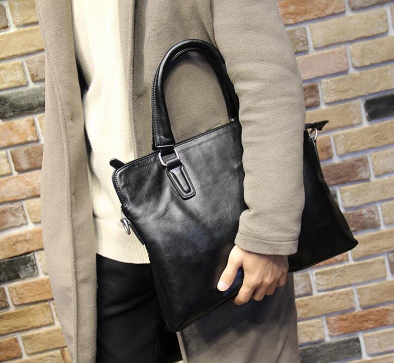 FINDSENSE Z1 韓國 時尚 潮 男 皮質 黑色 多功能 休閒 商務 手提包 單肩包 側背包 電腦包 公文包