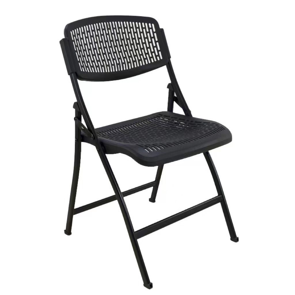折疊椅 會議椅 折合椅 休閒椅 辦公椅 收納椅 學習椅塑料折疊椅子靠背椅子家用簡約透氣鏤空辦公會議室椅培訓可折疊椅