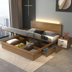 優樂悅~氣壓高箱儲物床雙人床帶燈家用大容量收納小戶型1.2/1.5/1.8米床