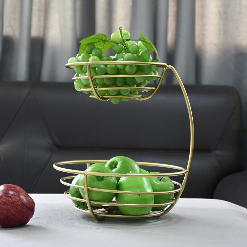 北歐水果盤家用客廳雙層大容量兩層收納框簡約茶幾零食水果瀝水籃