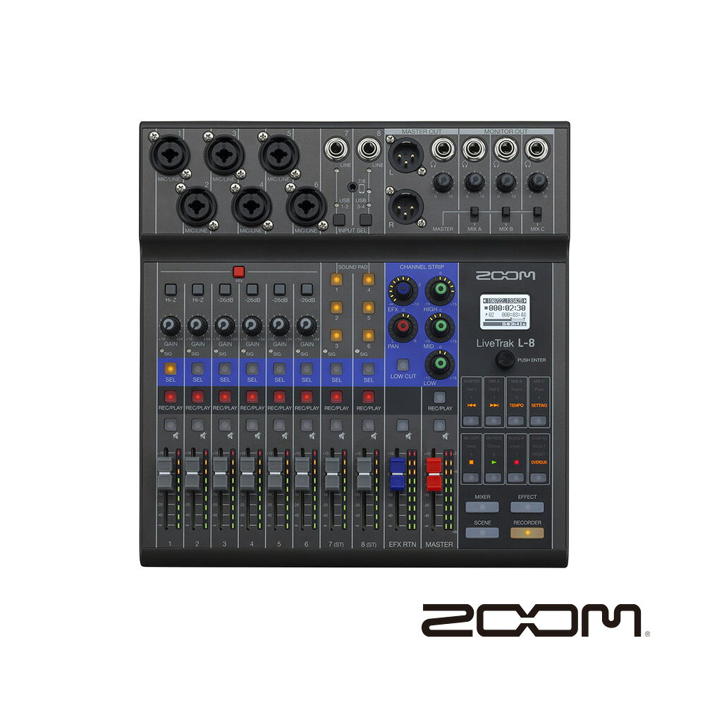 限時★.. Zoom LiveTrak L-8 混音器／錄音介面 廣播 PODCAST LIVE 公司貨【夏日限時 全館點數5倍送】