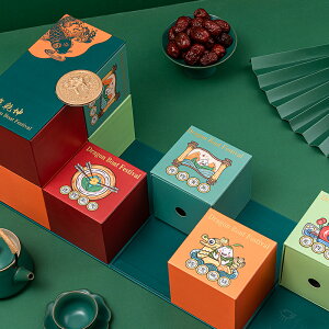 粽子包裝盒復古創意端午節禮盒高端折疊手提禮盒袋8顆裝雙層空盒.