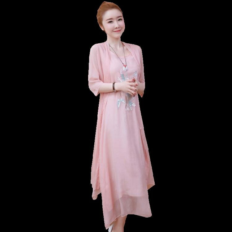 名族風 改良版旗袍年輕款兩件套裝時尚早春女裝少女新式連衣裙中國民族風 果果輕時尚