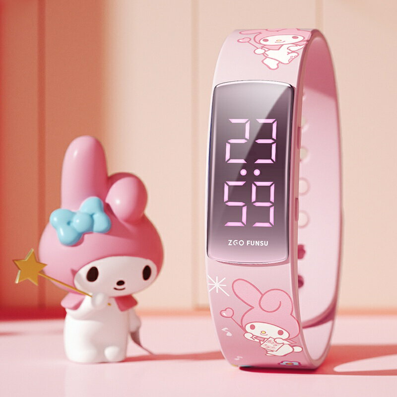 美樂蒂聯名智慧手環 kitty手錶女 數字顯示 萌趣印花凱蒂貓腕錶 hello Kitty可愛手錶 ZGO手錶