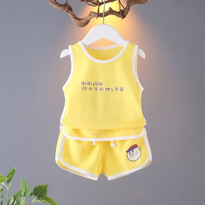 新款網紅男童裝洋氣時髦男寶寶背心1一3歲夏裝嬰兒童夏季套裝