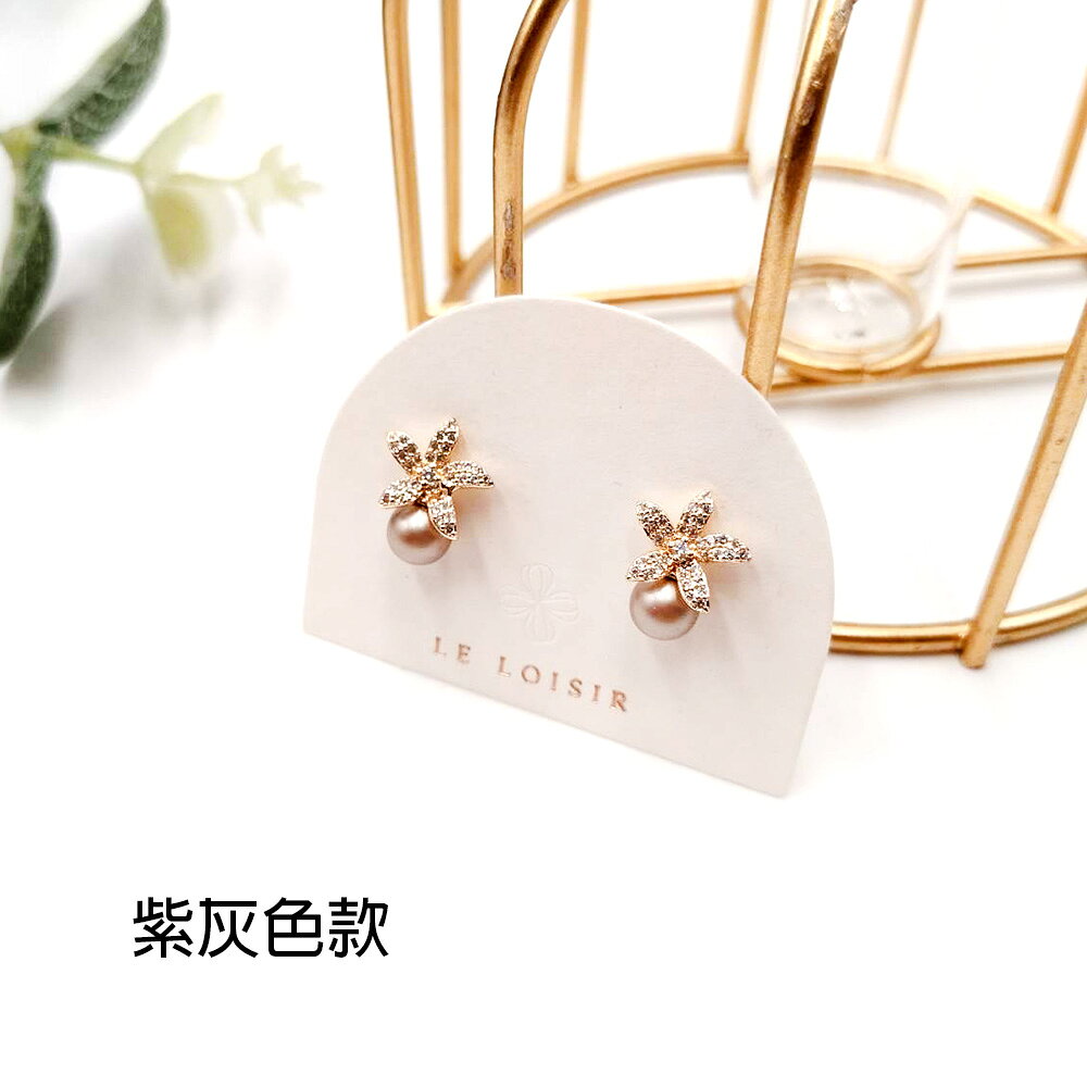 小時光x覓品竹北手作店-水鑽花朵珍珠耳環-共二色 2