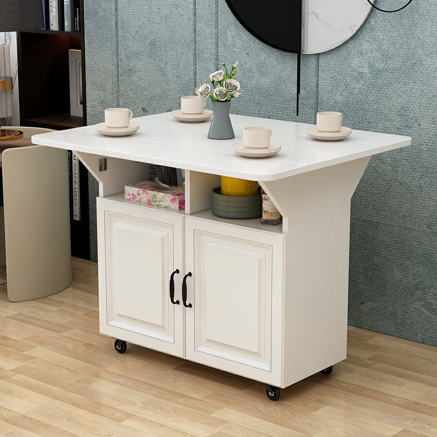 簡易折疊桌子多功能家用小戶型折疊餐桌可移動廚房儲物柜客廳邊柜