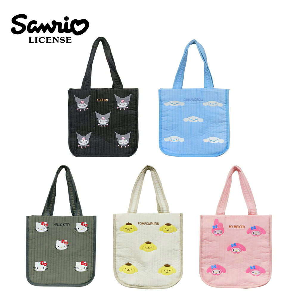 【日本正版】三麗鷗 刺繡手提袋 便當袋 午餐袋 外出提袋 酷洛米 凱蒂貓 布丁狗