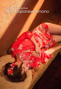 雪紡透視復古日系和服(紅色)