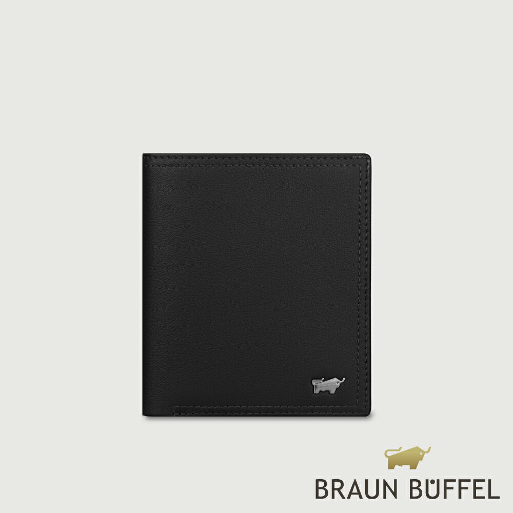 【BRAUN BUFFEL 德國小金牛】臺灣總代理 斯杜迪歐 6卡名片夾-黑色/BF566-306-BK