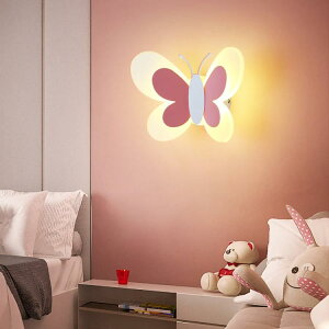 創意LED兒童房壁燈北歐現代簡約卡通個性蝴蝶壁燈男孩女孩房間燈