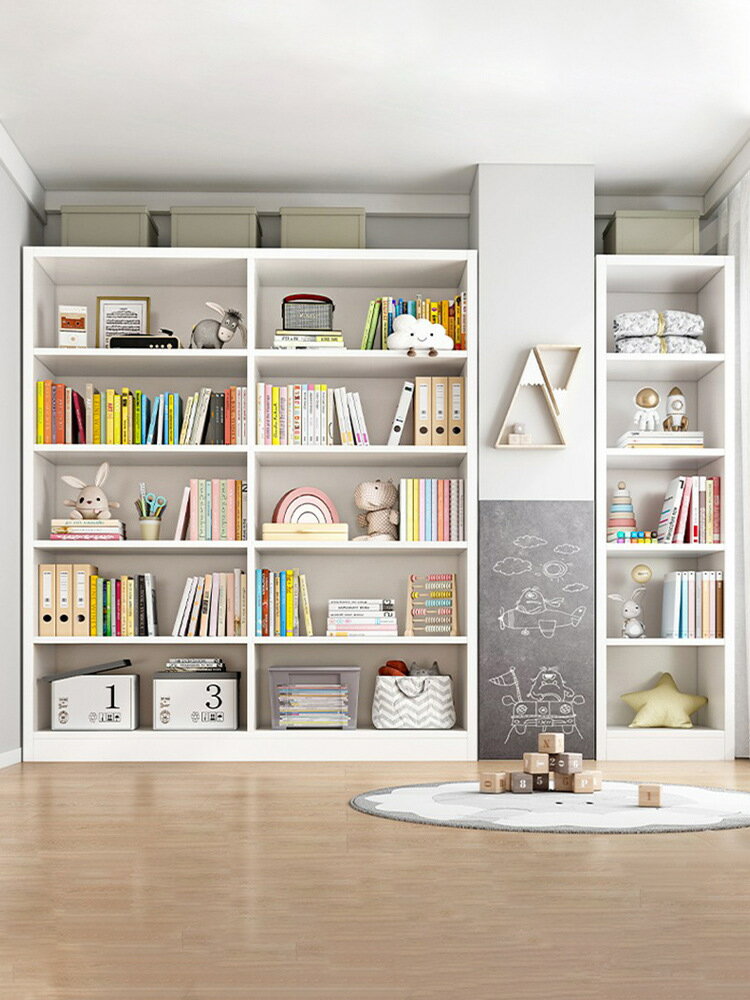 書架 書櫃 書桌 客廳書櫃帶門書架儲物櫃一體靠墻家用雜志櫃展示櫃置物架現代簡約