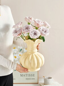 法式小眾中古芬頓陶瓷花瓶客廳餐桌插花ins風裝飾高級感花器擺件