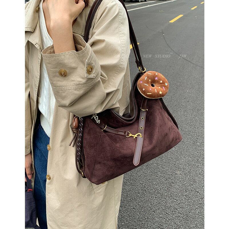美拉德復古托特包包女2025新款秋冬單肩包多功能大容量通勤雙肩包