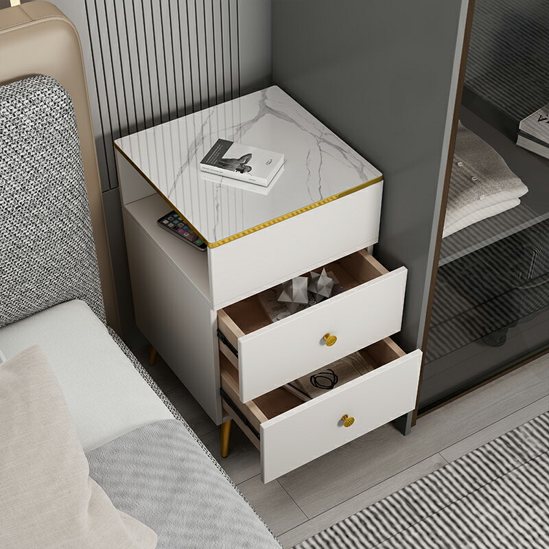 床頭柜簡約窄款小型臥室收納迷你小實木輕奢整裝床邊夾縫柜子