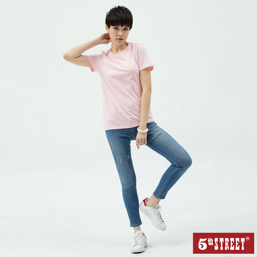 女彈力超修身小腳長褲-拔洗藍(-3KG系列)【5th STREET】 2