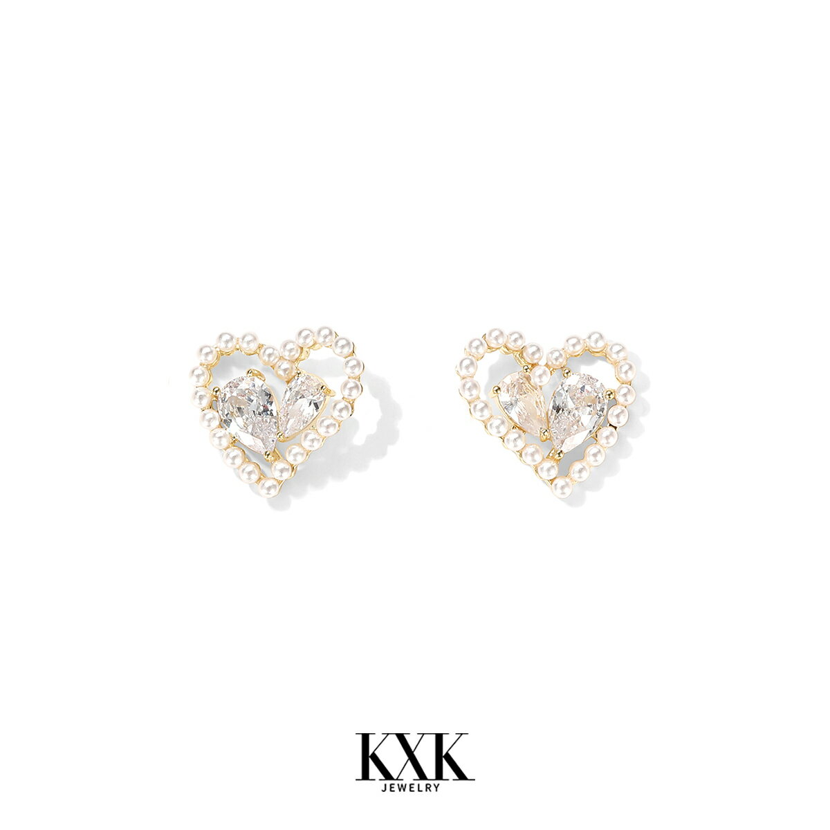 珍珠愛心鏤空耳釘女新款潮小眾設計感高級耳飾氣質時尚耳環
