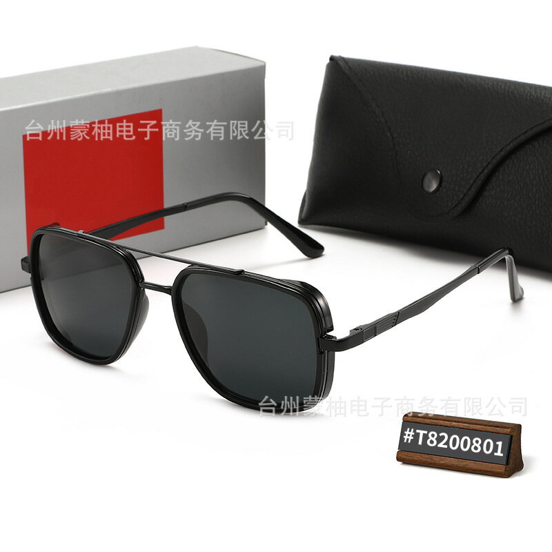 sunglasses潮男復古雙梁飛行員太陽鏡T8200801大臉顯瘦墨鏡