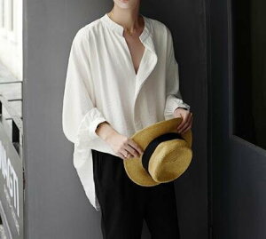FINDSENSE Z1 韓國 時尚 潮 男 寬鬆大尺碼 立領 純色 素面 長袖襯衫 特色襯衫