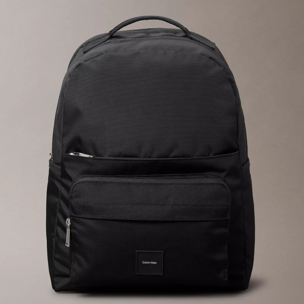 Calvin Klein 多功能雙拉鍊後背包 帆布後背包 聚酯纖維材質 公事包後背包 C67234 黑色CK(現貨)▶指定Outlet商品5折起☆現貨【送禮首選★APP下單點數4倍送】