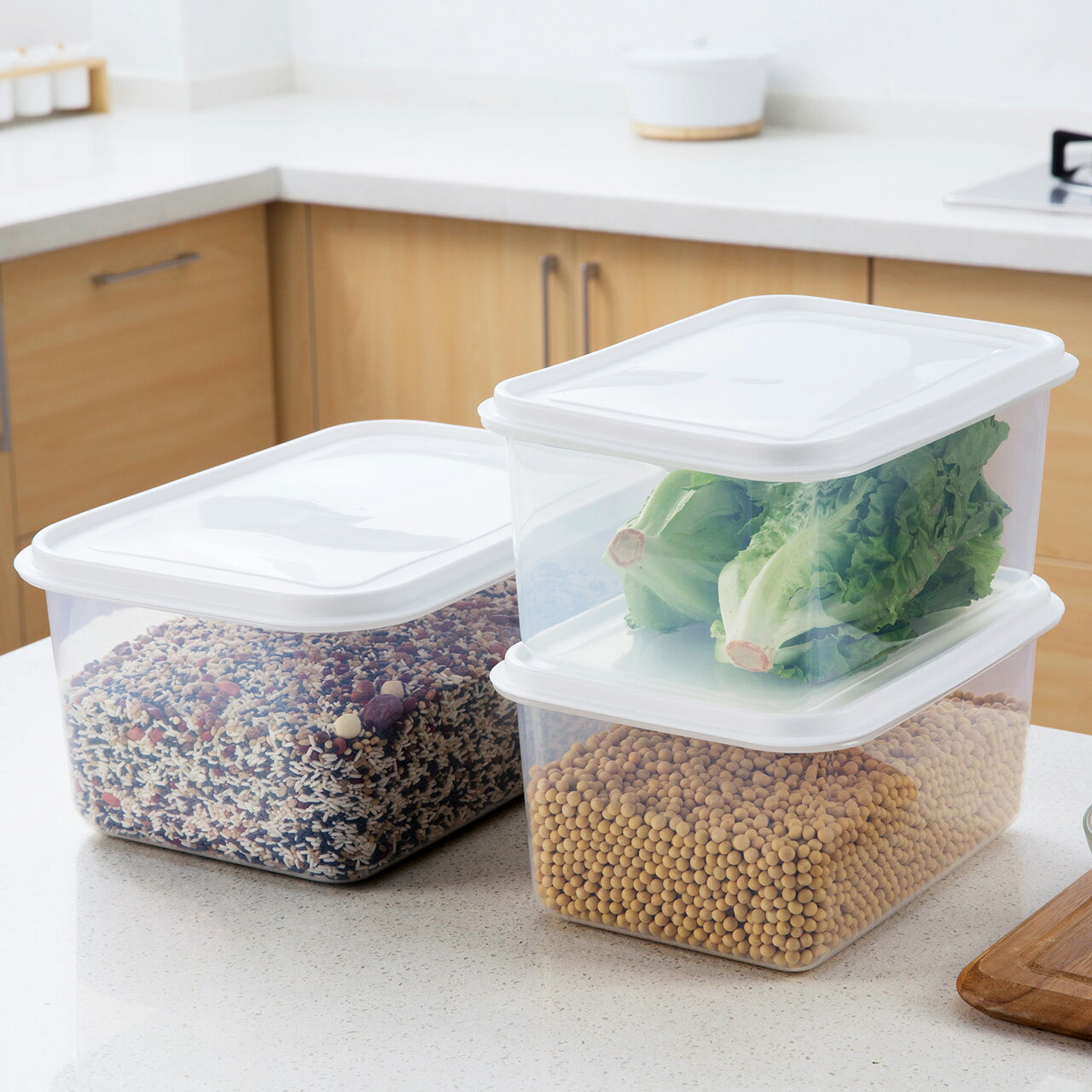 居家家塑料透明收納盒冰箱水果保鮮盒家用廚房食品食物密封儲物盒