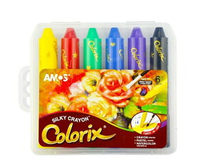 『粗款6色』(國際英文版) 【韓國AMOS】旋轉式蠟筆 筆筒含筆套 水溶性 多用途 粉彩 水彩 無毒 阿摩司 水蠟筆