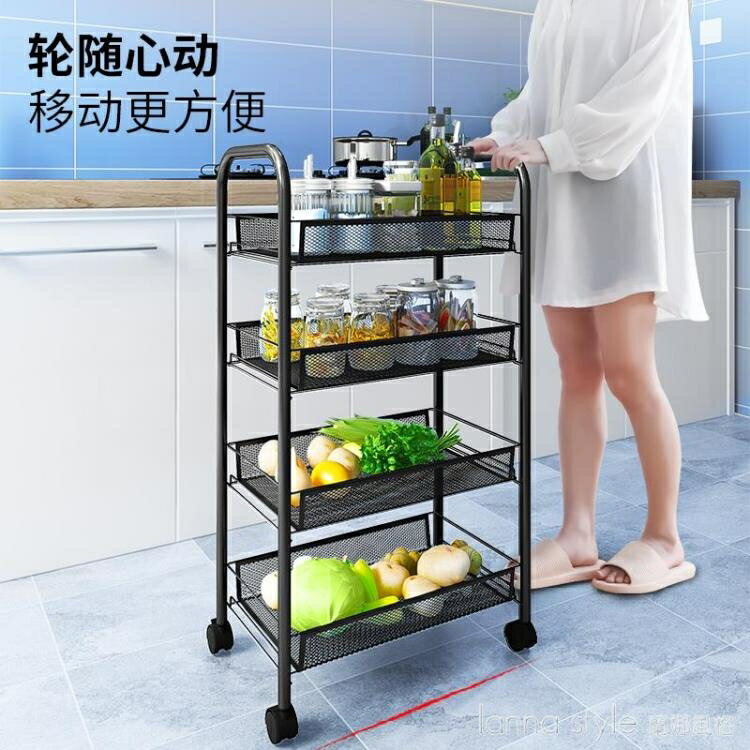 廚房置物架落地多層可移動小推車收納架廚房蔬菜籃子收納架菜架子
