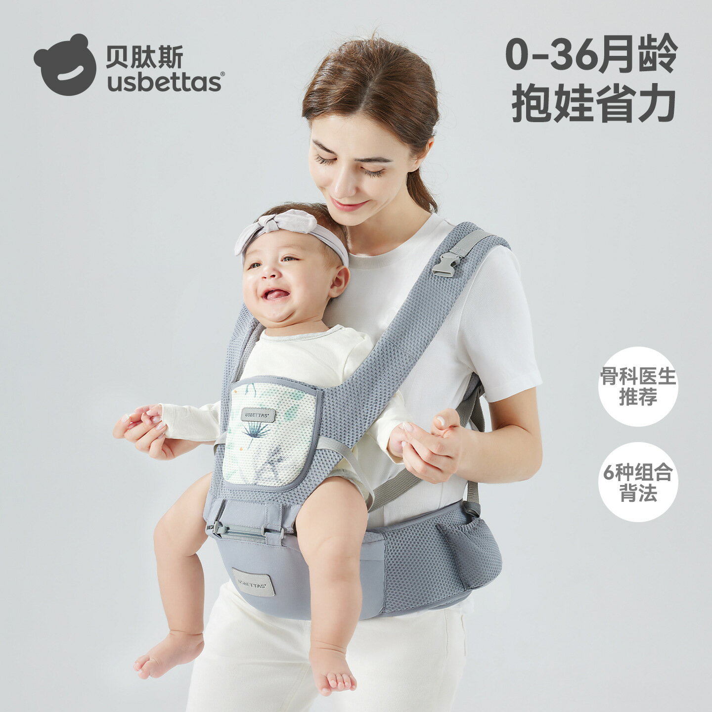 嬰兒腰凳 寶寶揹帶 抱嬰坐凳 三合一設計 輕便款 四季通用 新生兒外出 前抱式