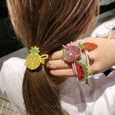 大賀屋 韓國 水果 髮圈 個性 鑽款 甜美 可愛 髮飾品 丸子頭 馬尾 紮馬尾 綁馬尾 學生