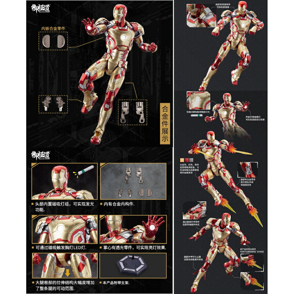 ISONA 23公分御模道鋼鐵人拼裝模型 鋼鐵人組裝模型 MK2 mk3 mk7 mk5 4