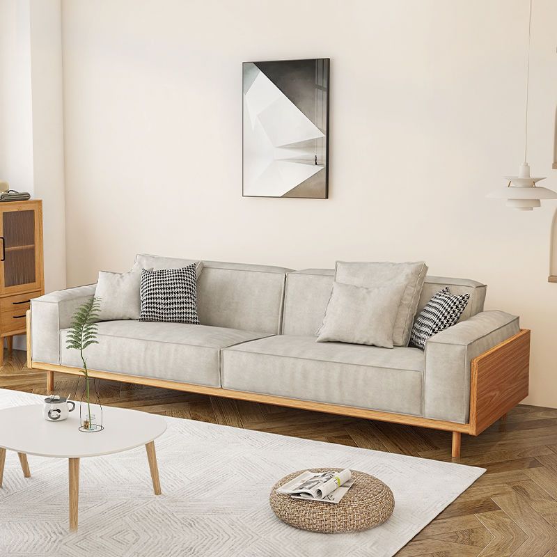 日式實木沙發客廳小戶型現代簡約白蠟木三四人科技布北歐風原木色