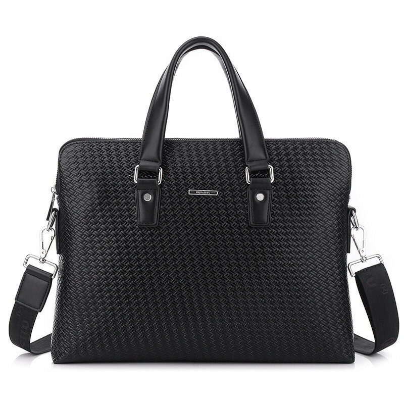 現貨+預購 真皮公事包手提包真皮革手拿包側背包-黑色編織紋經典側背男包包2款73xt22【獨家進口】【米蘭精品】 1
