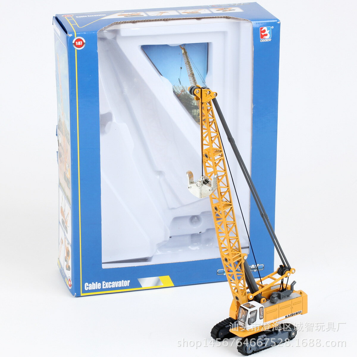 【全合金模擬】工程車 挖掘車 塔式纜索挖掘車 1：87比例 凱迪威 合金模型 收藏玩具 精緻細節 可動關節 工程機械愛好者必收