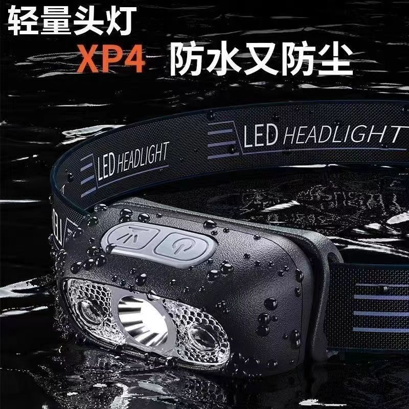 頭戴式頭燈 免運 LED頭燈超亮可充電頭戴式強光感應特亮手電筒小型便攜式夜釣魚燈 快速發貨