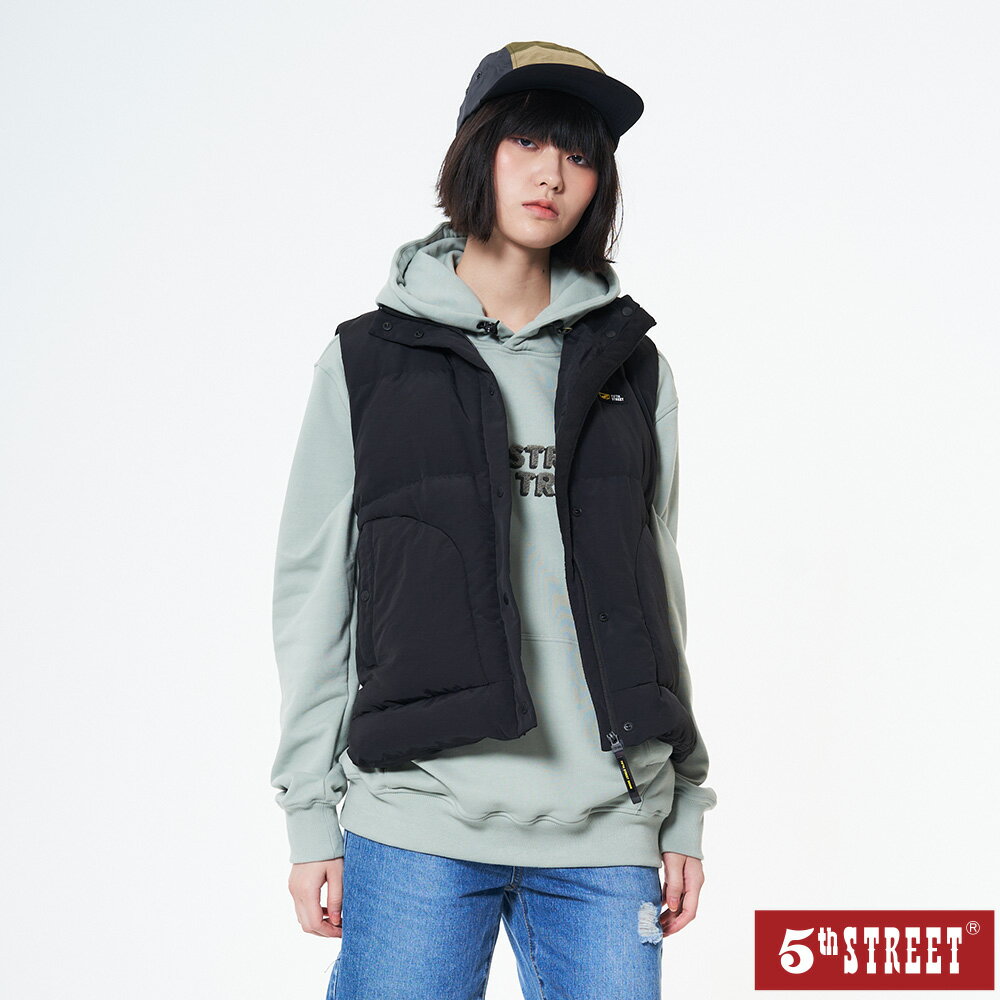 女裝 寬版羽絨背心-黑色 (550031) 【5th STREET】【APP下單天天10%回饋】★冬裝下殺 最高折426