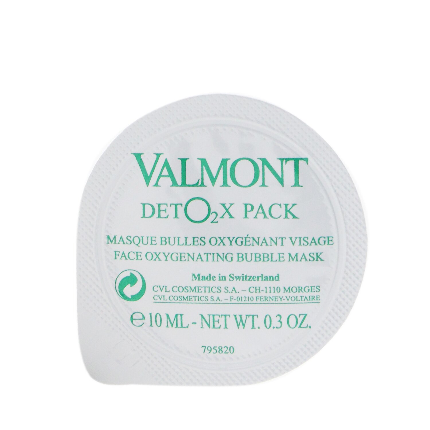 法而曼 Valmont - DetO2x Pack 淨化注養輕感面膜