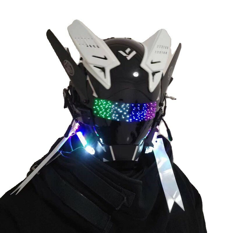 {保固一年 可打統編}賽博朋克頭盔面具cos服男假面騎士頭套科技感頭盔機甲風搞怪面罩 4