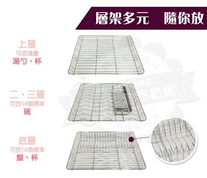 免運-友情牌119公升全不鏽鋼紫外線四層烘碗機PF-6380雙筷盒/把手在右往左開 5