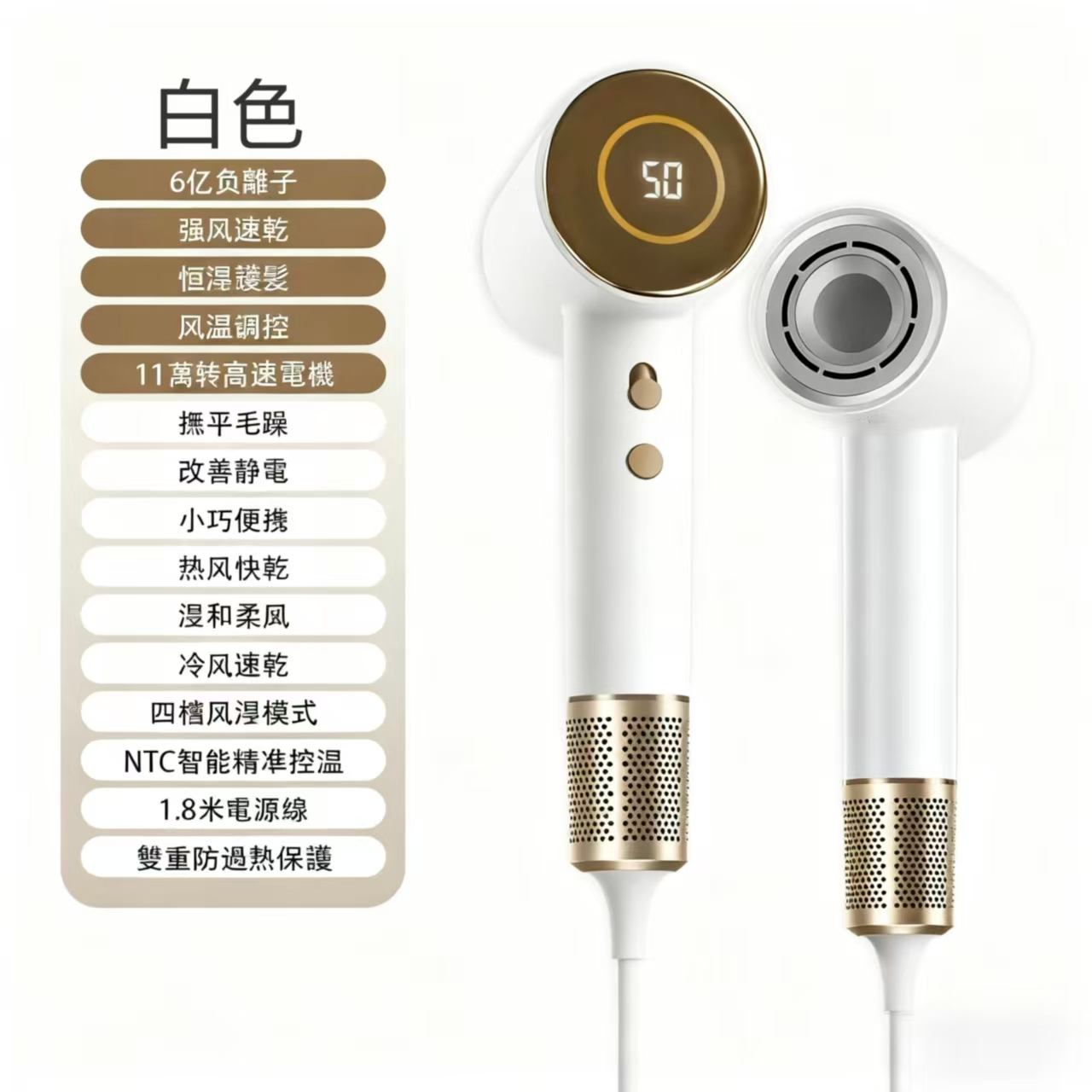 高速吹風機家用 宿舍 髮廊吹風筒冷熱風負離子電吹風機 4