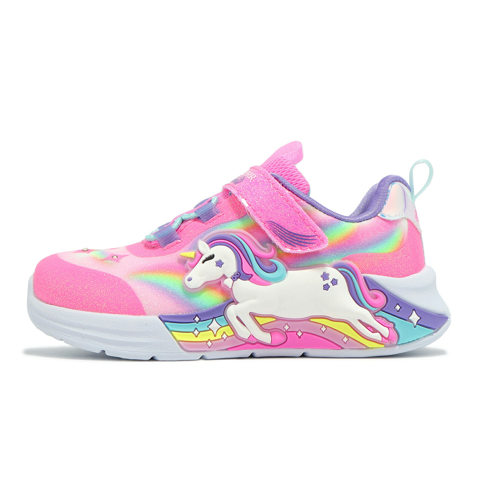 Skechers 兒童燈鞋 S Lights-Unicorn Chaser 小童 粉 魔鬼氈 獨角獸 發光 閃燈 童鞋 302298NPKMT