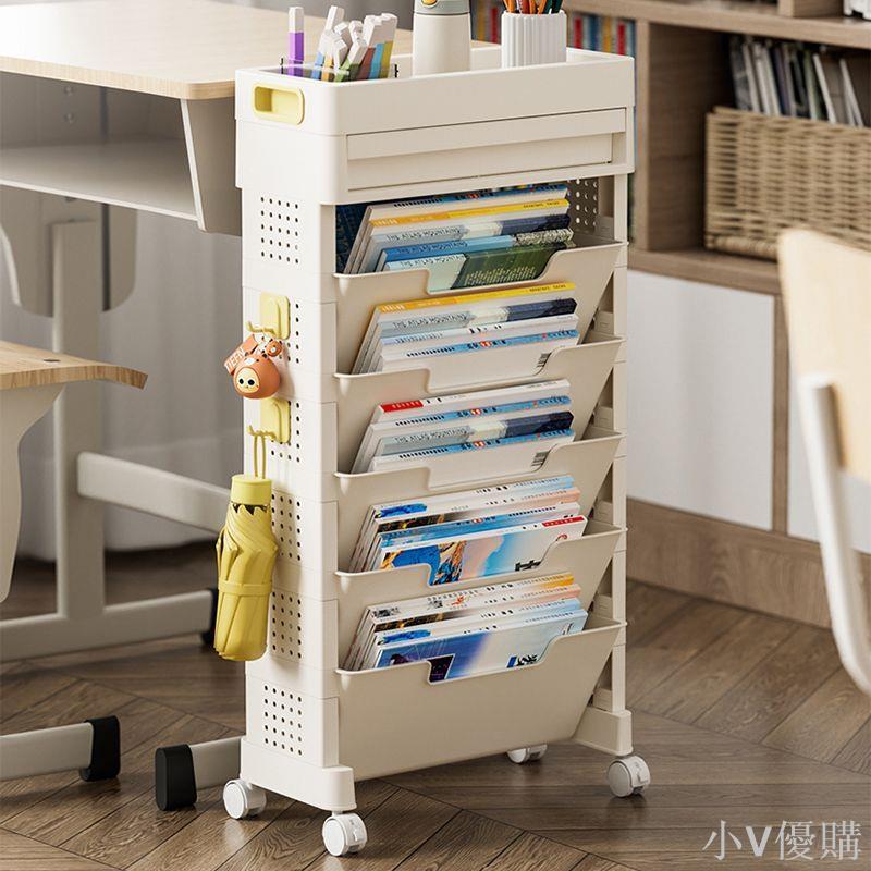 小V 小推車置物架桌邊書架多層移動書桌書本收納神器落地式學生儲物架