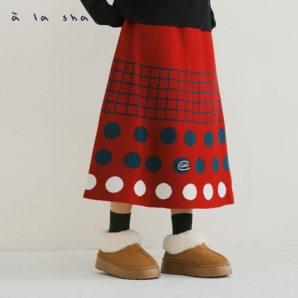 a la sha 聖誕家族針織長裙