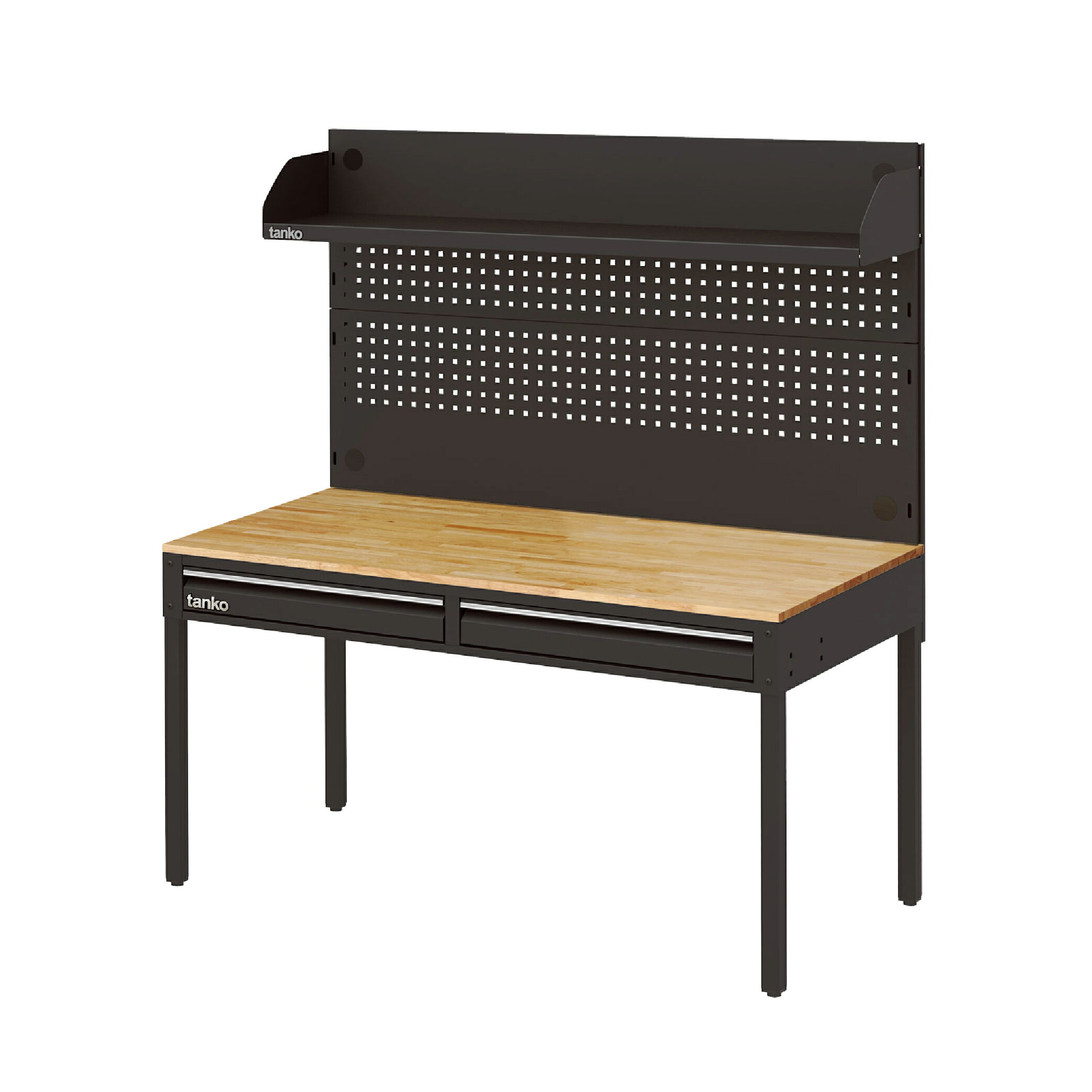 天鋼 tanko｜WET-5102W4 附屜多功能原木工作桌+棚板上架組 (黑) 電腦桌 書桌 工業桌 多用途桌