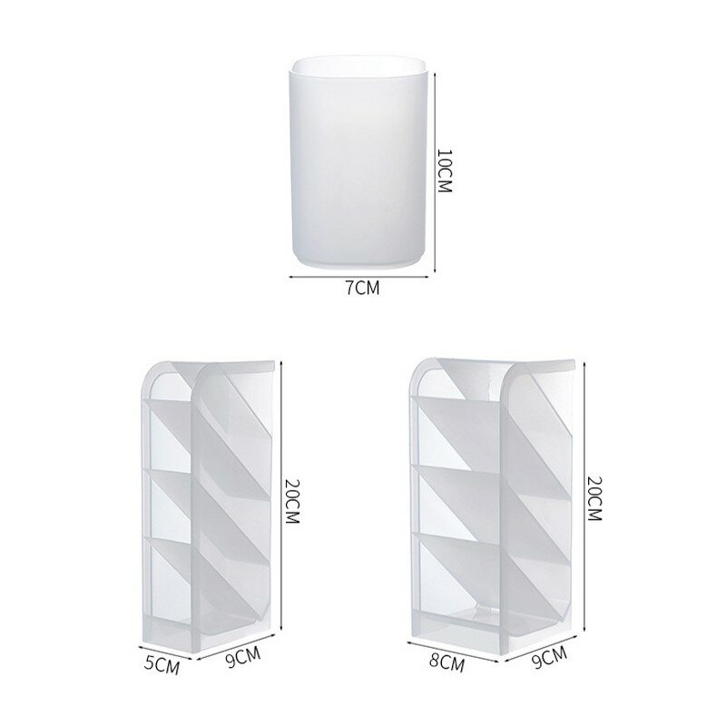 無印風收納筆筒【Y028】台灣出貨 居家  可立式多功能收納盒 圓筒 四格 磨砂 透明 桌上收納 三款 筆筒 美妝 7
