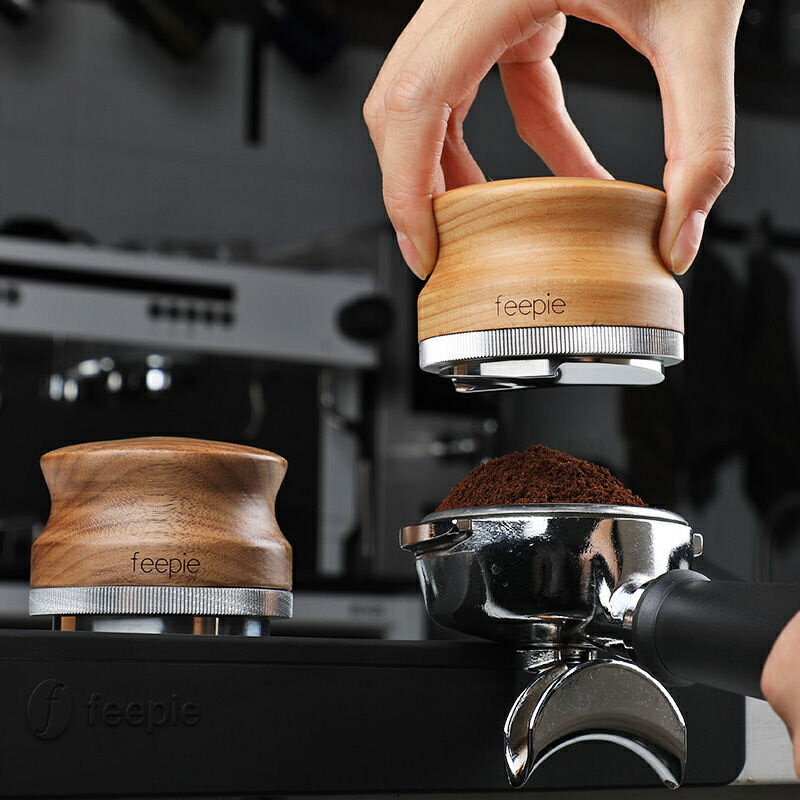 feepie咖啡布粉器 咖啡布粉器 壓粉器 實木布粉器 51/53mm 家用 意式咖啡機 58mm 商用粉錘 可調節