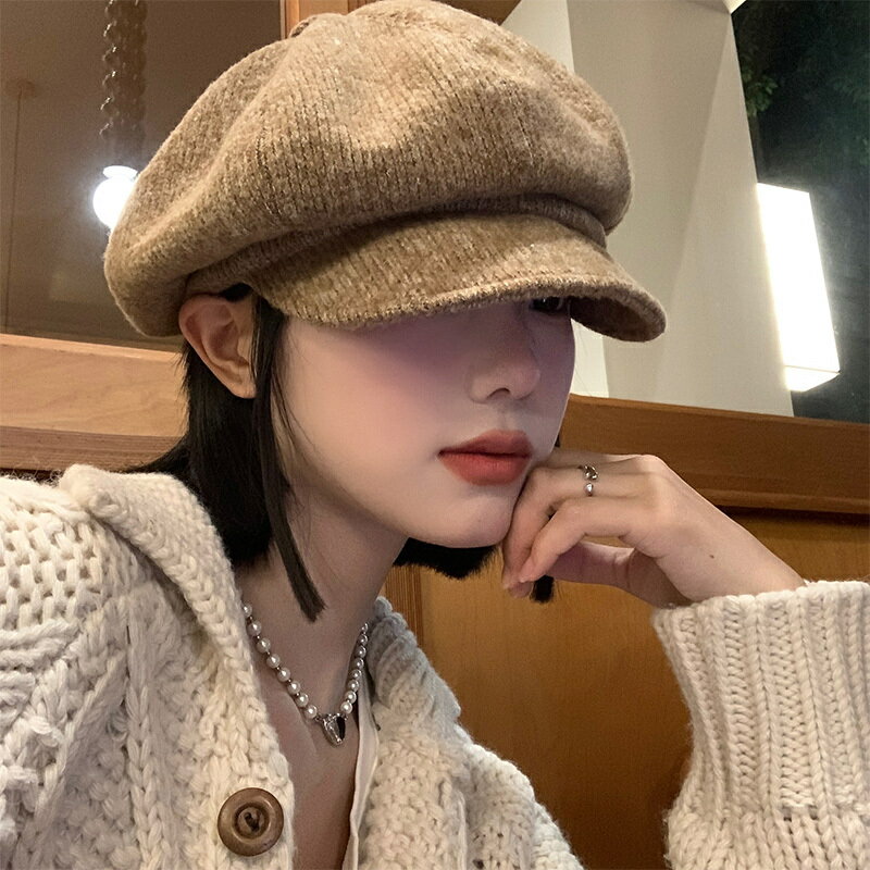 日系復古貝雷帽女秋冬季韓版大頭圍百搭蓓蕾帽子顯臉小文藝畫家帽【雲木雜貨】