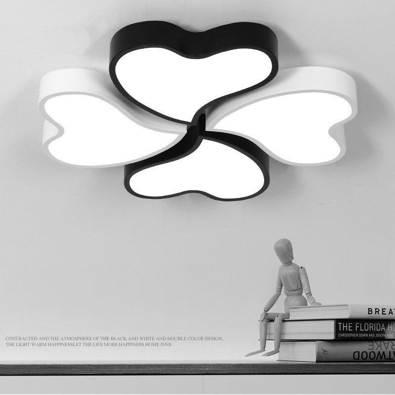 臥室燈創意四葉草個性吸頂燈led簡約現代黑白客廳餐廳兒童房燈具